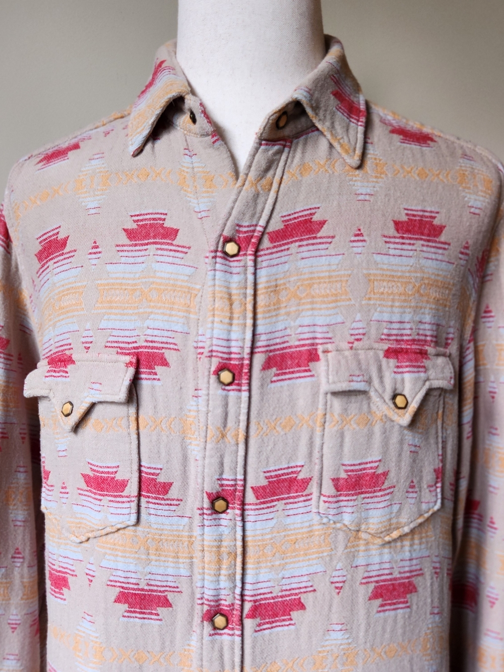 Ryan Michael Southwestern Geometric Aztec Western Pearl Snap Shirt Mens L Cotton